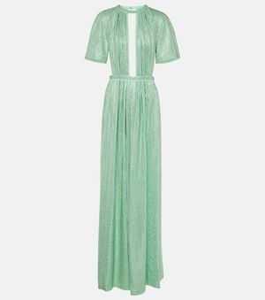 Area Robe Aus Jersey Mit Kristallen - Grün