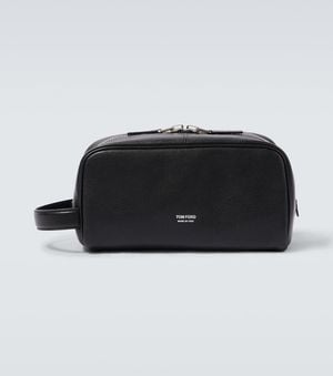 Tom Ford Logo Leather Toiletry Bag - Black