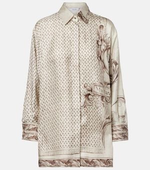 Max Mara Grado Printed Silk Satin Shirt - Natural