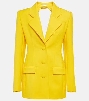 Area Embellished Wool Blazer Minidress - Yellow