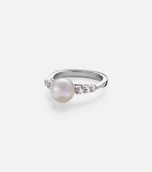 Mikimoto 18Kt Ring With Pearl And Diamonds - White