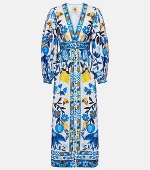 FARM Rio Floral Cotton Maxi Dress - Blue