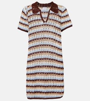 Anna Kosturova Crochet Cotton Polo Dress - Brown