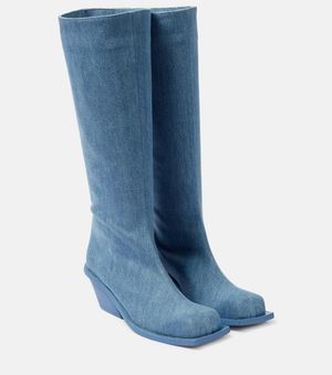 Gia Borghini Stiefel Blondine Aus Denim - Blau