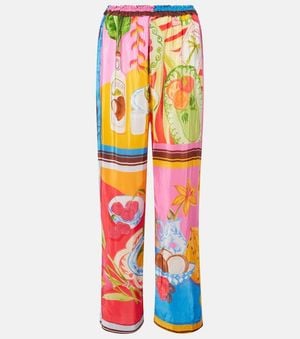 FARM Rio Summer Picnic Printed Wide-Leg Pants - Orange