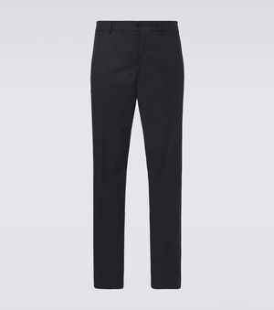 Moncler Cotton-Blend Straight Trousers - Blue