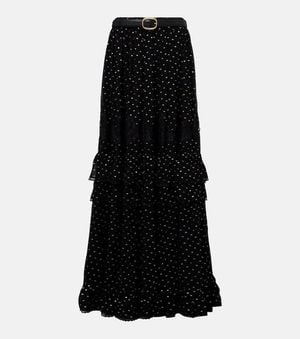 Self-Portrait Maxirock Aus Chiffon Mit Spitze - Schwarz