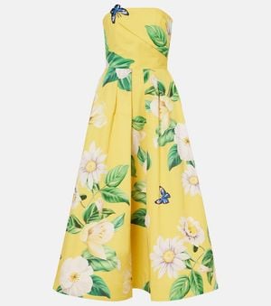 LEO LIN Lynn Floral Cotton Bustier Dress - Yellow
