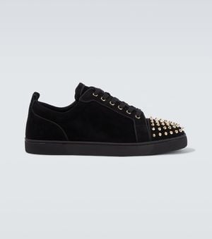 Christian Louboutin Sneakers Louis Junior Spikes Aus Veloursleder - Schwarz