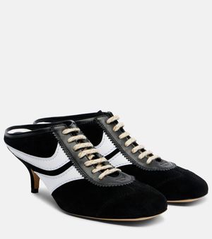 Dries Van Noten Mules 65 Aus Veloursleder Und Leder - Schwarz