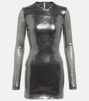 David Koma Sequined Minidress - Gray
