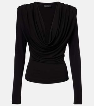 Wardrobe NYC Draped Jersey Top - Black