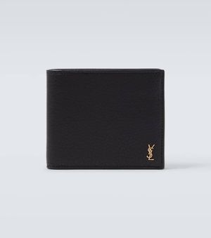 Saint Laurent Tiny Cassandre East/West Leather Wallet - Black