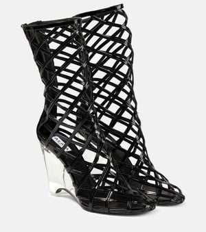 Alaïa Leather Wedge Ankle Boots - Black