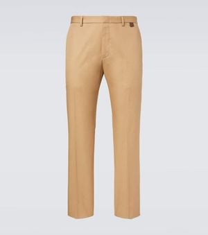 Gucci Pantalones Rectos Cropped De Algodon - Neutro