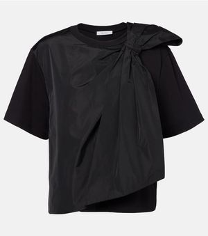 Max Mara Colle Bow-Detail Cotton Jersey T-Shirt - Black