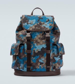 Gucci Gg Canvas Large Camouflage Backpack - Blue