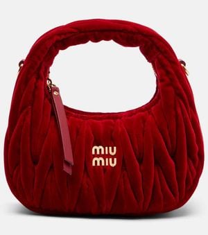 Miu Miu Wander Mini Velvet Top-Handle Bag - Red