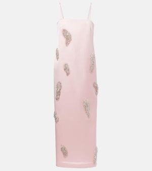 ALÉMAIS Cindy Embellished Satin Slip Dress - Pink