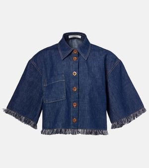 Zimmermann Rhiannon Fringe Denim Shirt - Blue
