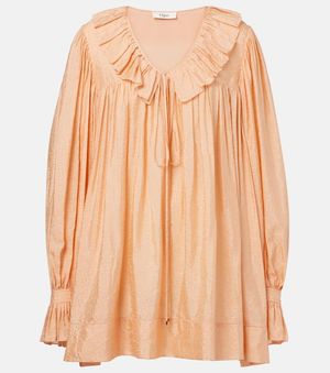 Chloé Ruffled Jacquard Minidress - Orange