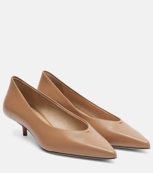 Max Mara Kittenpump Leather Court Shoes - Brown