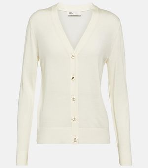 Tory Burch Wool And Silk Blend Cardigan - White