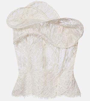 Magda Butrym Top De Encaje En Mezcla De Algodon - Blanco