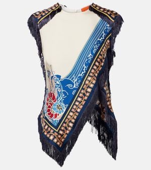 La DoubleJ Top Imprime En Satin De Soie - Bleu