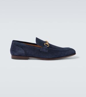Gucci Loafers Jordaan Horsebit Aus Veloursleder - Blau
