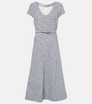 Alessandra Rich Sequined Tweed Midi Dress - Grey