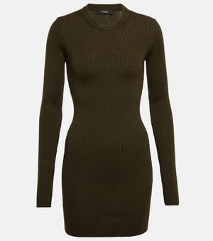 Wardrobe NYC Ribbed-Knit Wool Minidress - Green