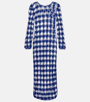 Anna Kosturova Crochet Cotton Maxi Dress - Blue