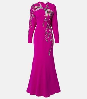 Costarellos Marla Crystal-Embellished Crepe Gown - Purple