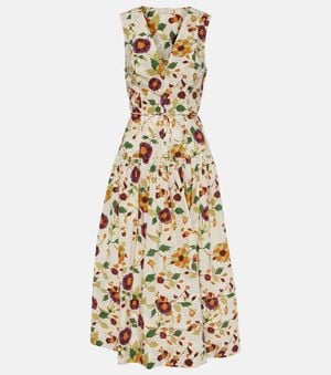 Ulla Johnson Kiran Floral Cotton Midi Dress - Metallic