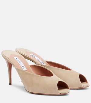 Aquazzura Pantoletten Secret 85 Aus Veloursleder - Braun