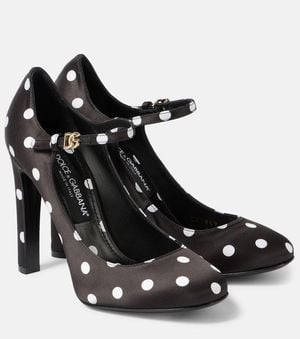 Dolce & Gabbana Bianca Polka-Dot Satin Pumps - Black