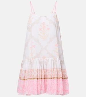 Juliet Dunn Floral Ruched Cotton Minidress - Pink