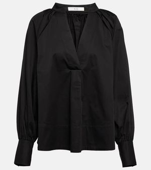 Co. Oversized V-Neck Tton Blouse - Black