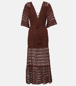 Anna Kosturova Marissa Cotton Crochet Midi Dress - Purple
