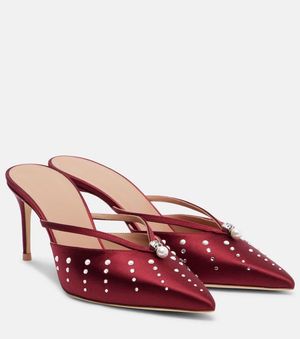 Malone Souliers Mules Marisa 70 En Satin A Ornements - Rouge