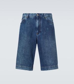 Dolce & Gabbana Logo Denim Bermuda Shorts - Blue
