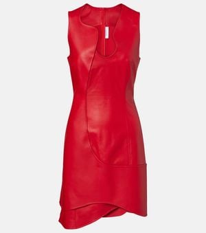 Ferragamo Cutaway Leather Mini Dress - Red