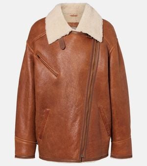 Isabel Marant Lederjacke Adelina Mit Shearling - Braun