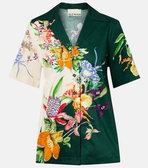 ALÉMAIS Camisa Aggie En Mezcla De Lino Floral - Verde