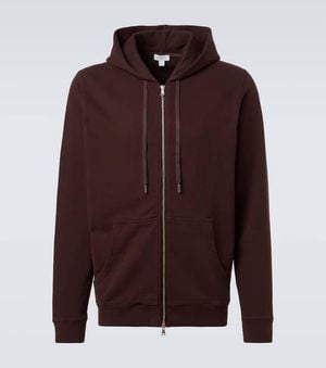 Sunspel Loopback Cotton Hoodie - Purple