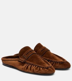 Saint Laurent Mules Le Loafer En Daim - Marron