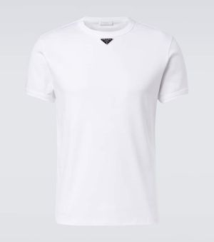 Prada T-Shirt Aus Baumwoll-Jersey - Weiß