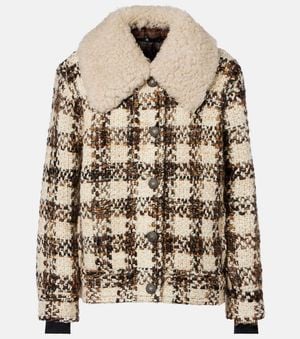 Moncler Camlez Shearling-Trimmed Wool Down Jacket - Natural