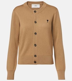 Ami Paris Cardigan Ami De Cour Aus Schurwolle - Braun